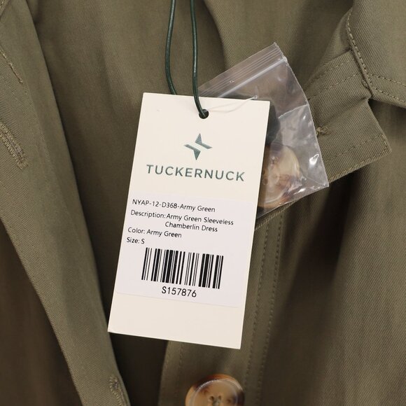 NWT TUCKERNUCK Army Green Sleeveless Chamberlin A-Line Midi Dress Size S - Picture 8 of 10